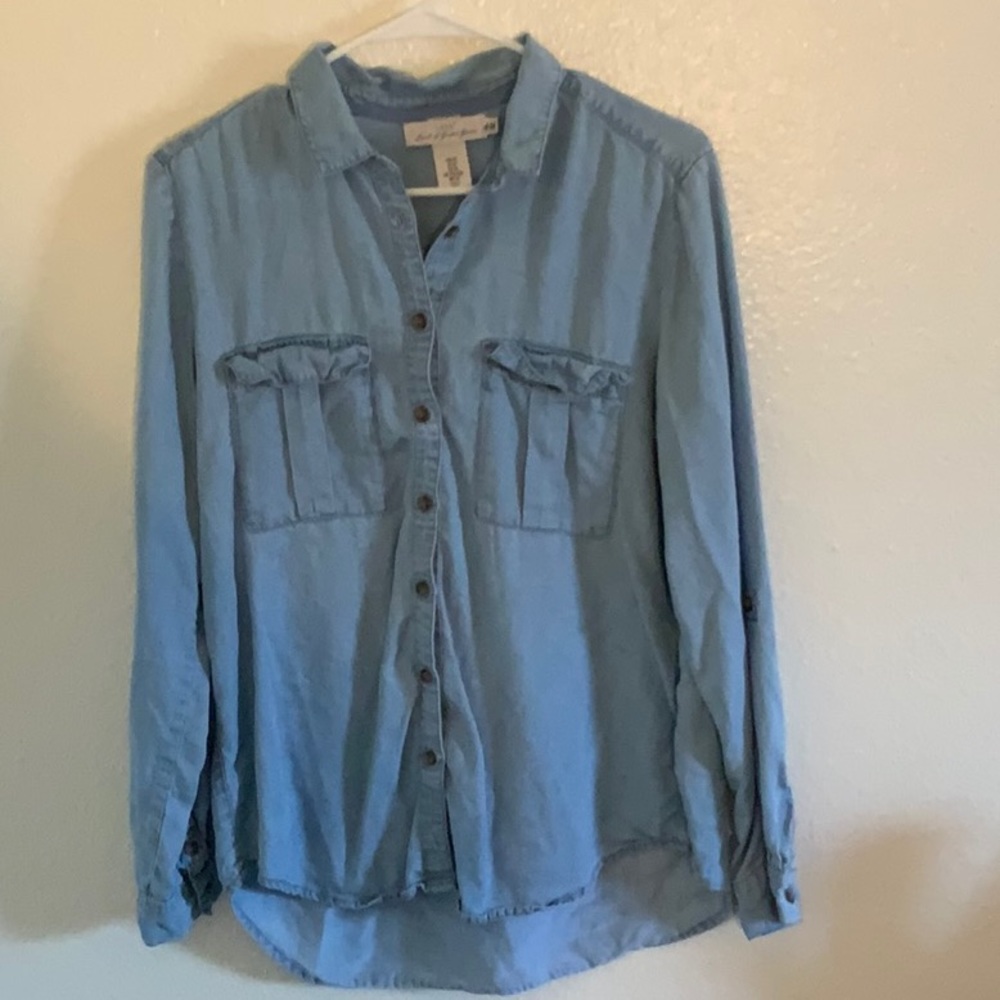 H&M L.O.G.G. denim button down top